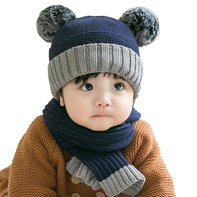 FabSeasons Kids Winter Skull/Beanie caps with scarf Set, fits for 6 Months - 3 Years Old Baby Boys & Girls/Toddler - Image 4