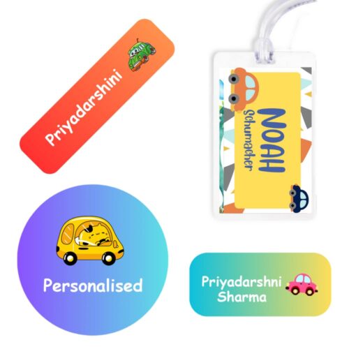 Yellow Nuts Personalized Name Stickers Kids Waterproof Water Bottle Lunch Box 72 Pcs School Bag Lugagge Tag Labels Notebooks Laptop Journals