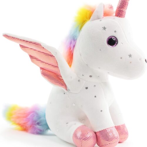 Sew Butiful 8" Unicorn Stuffed Animal - Cute Plush Toy Gift for 3-8 Years Old Girls, Soft Birthday Present for Baby, Toddler, Kids, Decor (White)