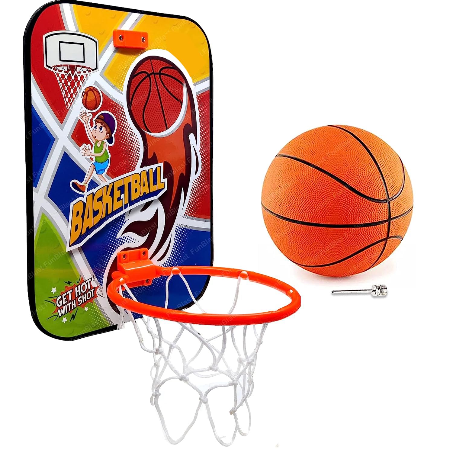 FunBlast Basketball for Kids - Wall Mount Adjustable Basket Ball Kit for Kids, Basketball Hoop for Kids, Kids Basketball Toys, Indoor and Outdoor Games for Boys & Kids