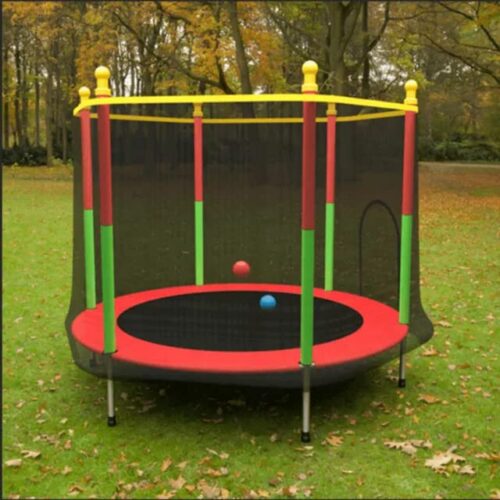 DeReliable 55 inch Trampoline with Safety Net & Straight Legs for Kids & Adults | Indoor & Outdoor Trampoline | Powerful Loading Capacity 100KG | Stainless Steel Frame & Legs