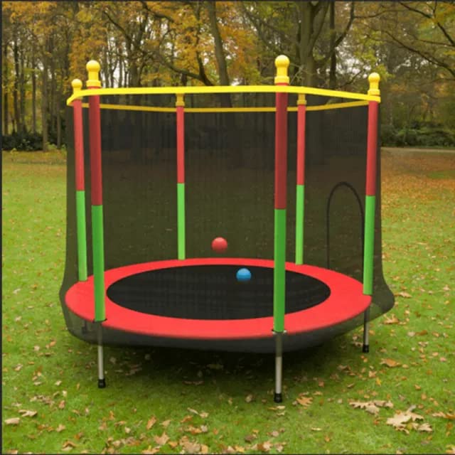 DeReliable 55 inch Trampoline with Safety Net & Straight Legs for Kids & Adults | Indoor & Outdoor Trampoline | Powerful Loading Capacity 100KG | Stainless Steel Frame & Legs