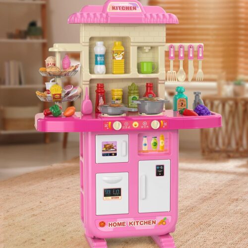 TEMI Pretend Food Kitchen Toys for Kids Ages 4-8, Kitchen Set for Toddlers 1-3, Play Kitchen Accessories w/Real Sounds Light, for Boys, Girls