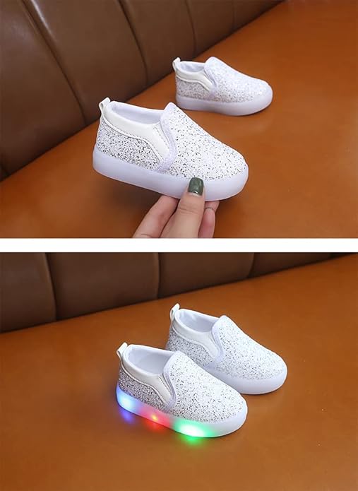 Bold N Elegant baby-girls Sparkling Light Up Glitter Mocassin Loafer Shoes for Girls Moccasin - Image 5