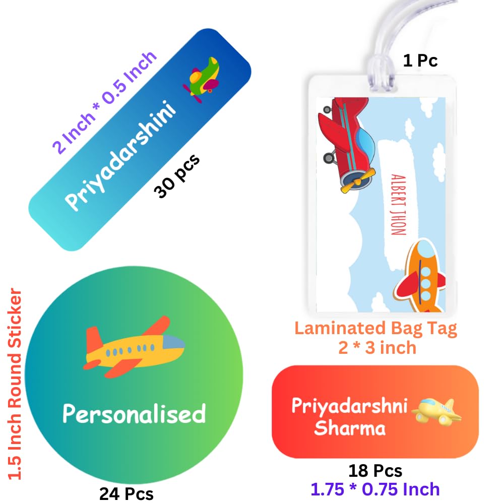 Yellow Nuts Personalized Name Stickers Kids Waterproof Water Bottle Lunch Box 72 Pcs School Bag Lugagge Tag Labels Notebooks Laptop Journals - Image 2