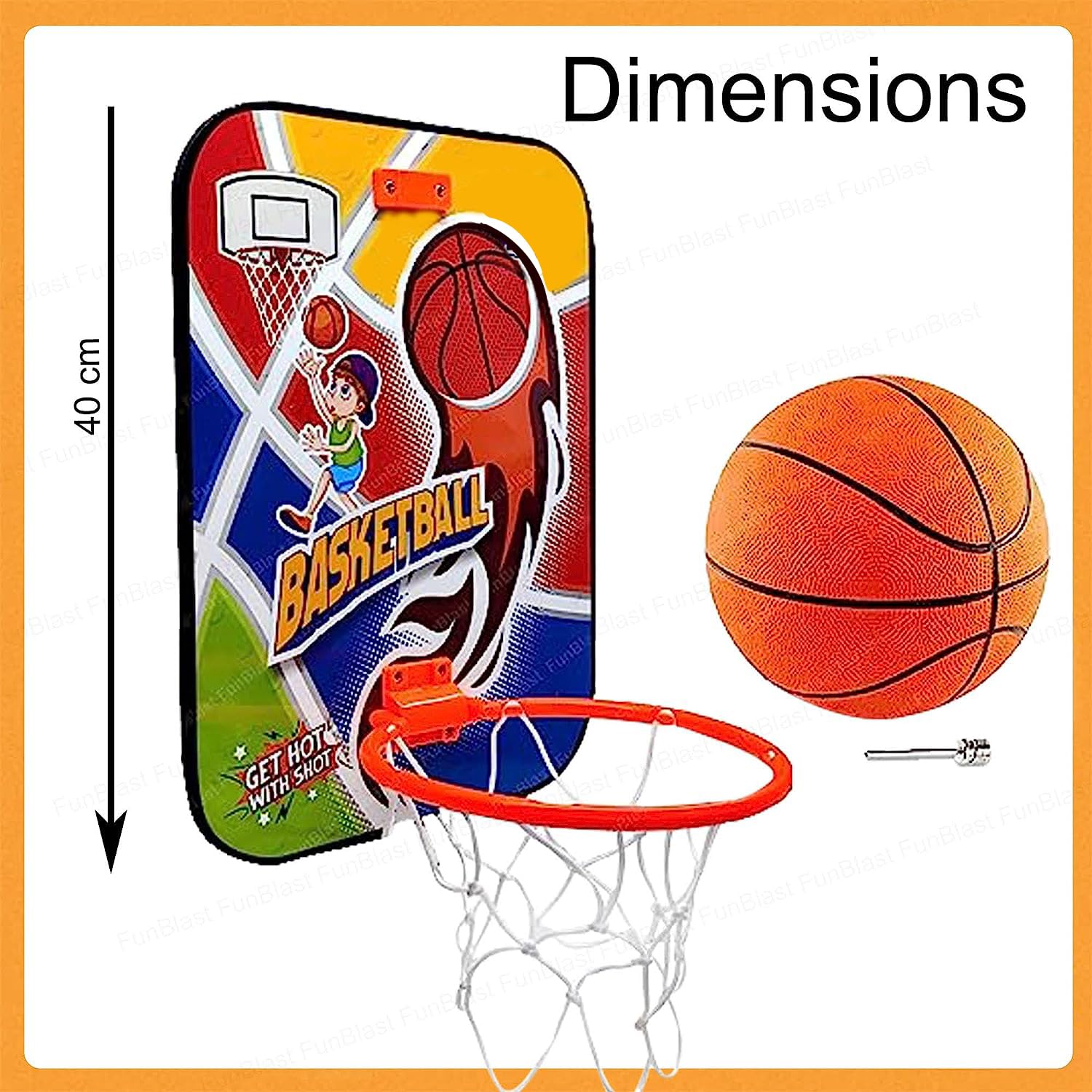 FunBlast Basketball for Kids - Wall Mount Adjustable Basket Ball Kit for Kids, Basketball Hoop for Kids, Kids Basketball Toys, Indoor and Outdoor Games for Boys & Kids - Image 2