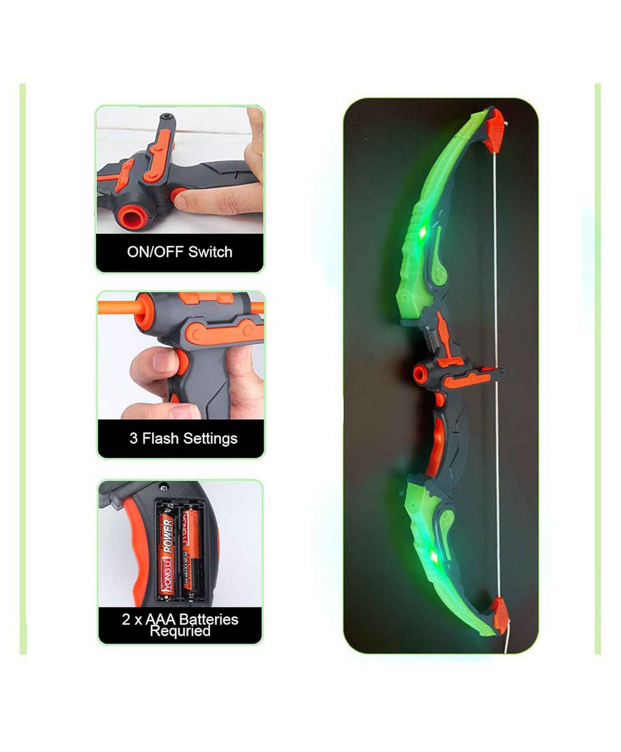 Urban Toys Archery Set for Kids - Includes Bow, 3 Suction Cup Arrows, Target & Quiver | Safe Outdoor Hunting Game for Boys & Girls | Colorful Super Archery Bow with Dart Target Board - Image 2
