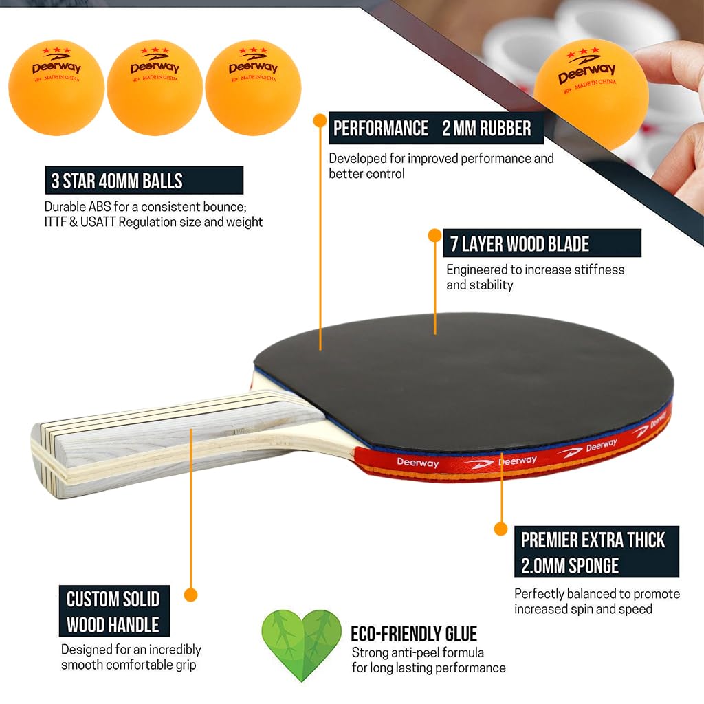Proberos® 3 Stars Table Tennis Racket Professional Table Tennis (T. T) Set, Storage Bag and 3 Ping Pong Balls, All-in-One Ping Pong Paddle Playset - Table Tennis Bats for Boys and Girls Beginners Gift - Image 2