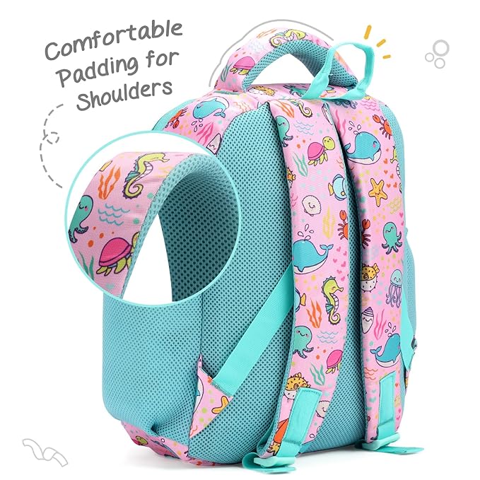 Intelliskills Ocean Animals Themed Premium Backpack for Kids|Printed School Bag for Boys/Girls|Comfortable &Lightweight Shoulder Backpack for Children|Multi-Pocket Bag for 3 Year+ Kids|15 Inches -Pink - Image 5