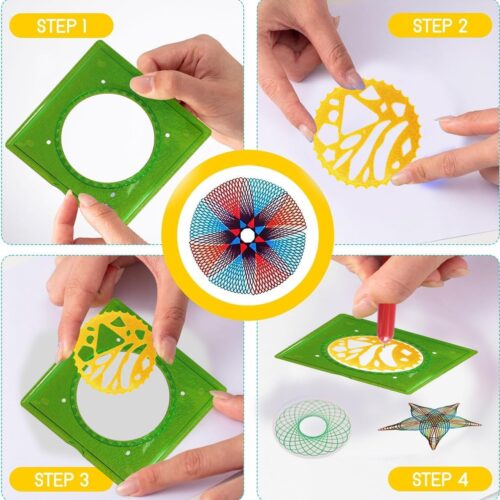 Birthday Popper Spiral Geometric Ruler Classic Art Tool | Set of 3 | Template Spiral Drawing Kit Early Art Development Toy for Children | Birthday Return Gift for Kids of All Ages