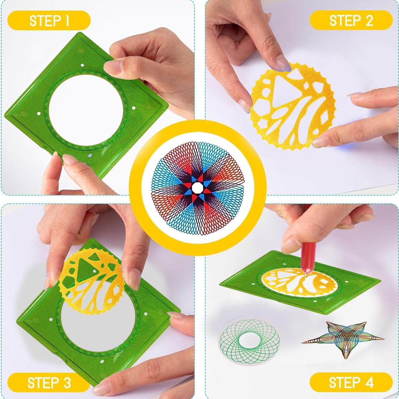 Birthday Popper Spiral Geometric Ruler Classic Art Tool | Set of 3 | Template Spiral Drawing Kit Early Art Development Toy for Children | Birthday Return Gift for Kids of All Ages