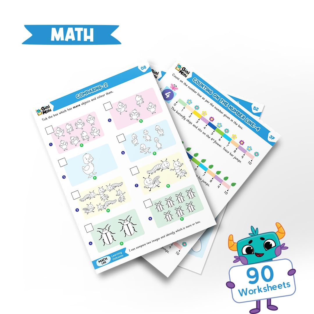 GiniMini 300 LKG Worksheets for Ages 3.5+ | English, Math, EVS, Science & Hindi, Index Sheets & Stickers | Fun Multicolor Educational Workbook for Reading, Writing & Life Skills - Image 5