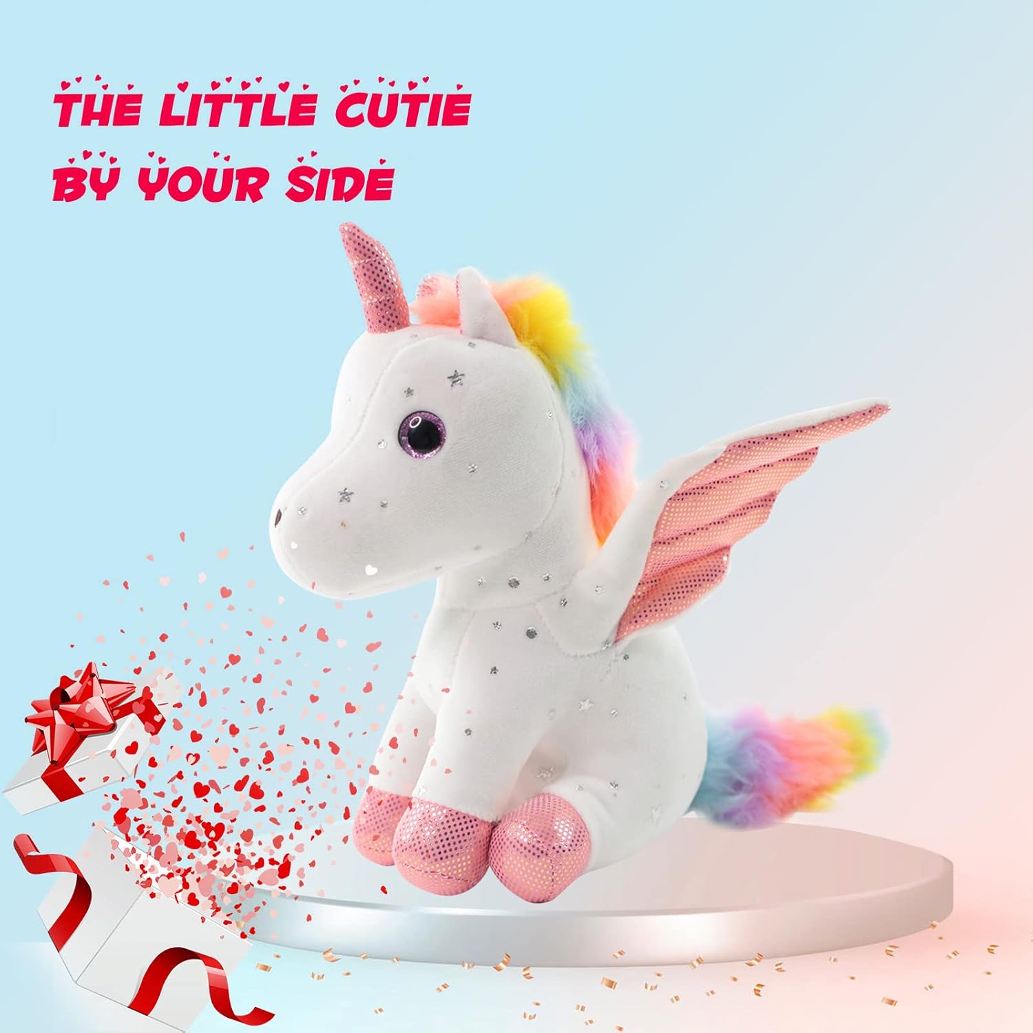 Sew Butiful 8" Unicorn Stuffed Animal - Cute Plush Toy Gift for 3-8 Years Old Girls, Soft Birthday Present for Baby, Toddler, Kids, Decor (White) - Image 5