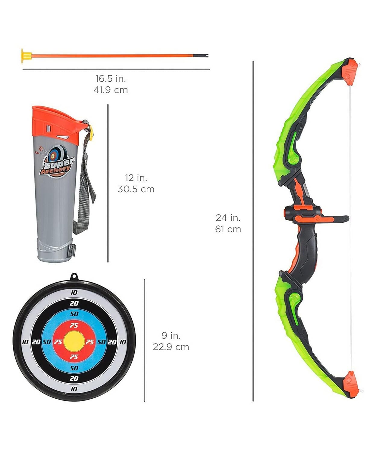 Urban Toys Archery Set for Kids - Includes Bow, 3 Suction Cup Arrows, Target & Quiver | Safe Outdoor Hunting Game for Boys & Girls | Colorful Super Archery Bow with Dart Target Board - Image 5
