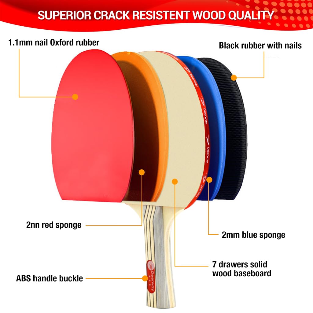 Proberos® 3 Stars Table Tennis Racket Professional Table Tennis (T. T) Set, Storage Bag and 3 Ping Pong Balls, All-in-One Ping Pong Paddle Playset - Table Tennis Bats for Boys and Girls Beginners Gift - Image 5