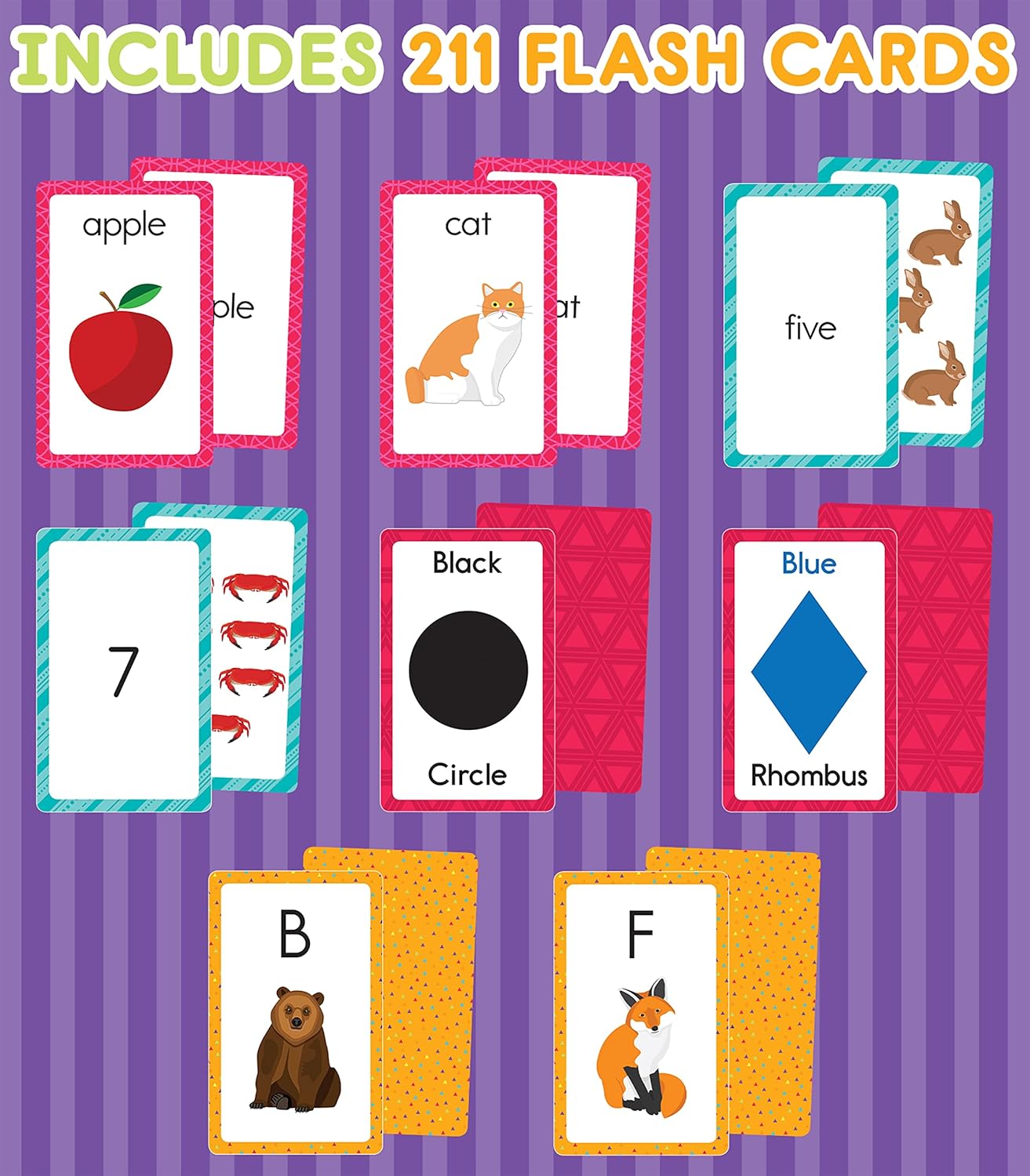 Carson Dellosa Toddler Flash Cards 4 Pack, Alphabet Flash Cards, Sight Word Flash Cards, Colors & Shapes Flash Cards, Number Flash Cards, Math & Phonics Kindergarten - Preschool Learning Activities 4+ - Image 4