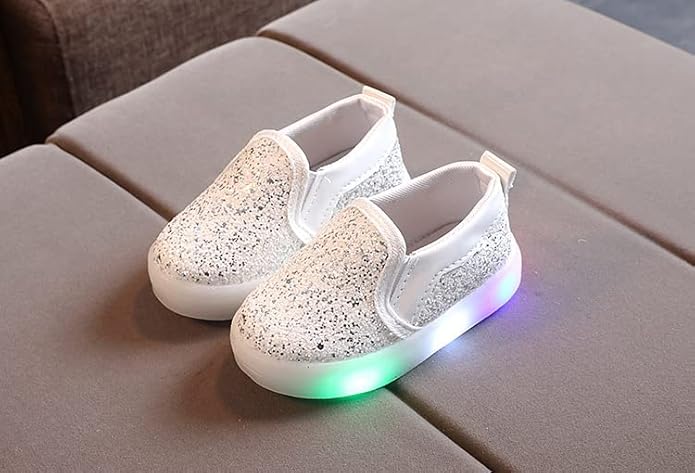 Bold N Elegant baby-girls Sparkling Light Up Glitter Mocassin Loafer Shoes for Girls Moccasin - Image 4