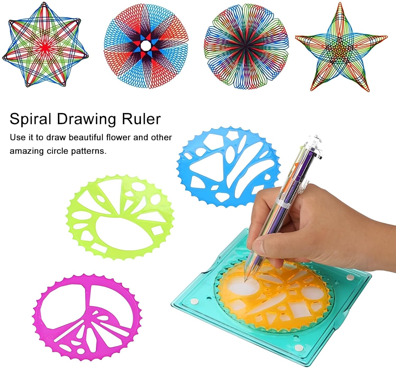 Birthday Popper Spiral Geometric Ruler Classic Art Tool | Set of 3 | Template Spiral Drawing Kit Early Art Development Toy for Children | Birthday Return Gift for Kids of All Ages - Image 4