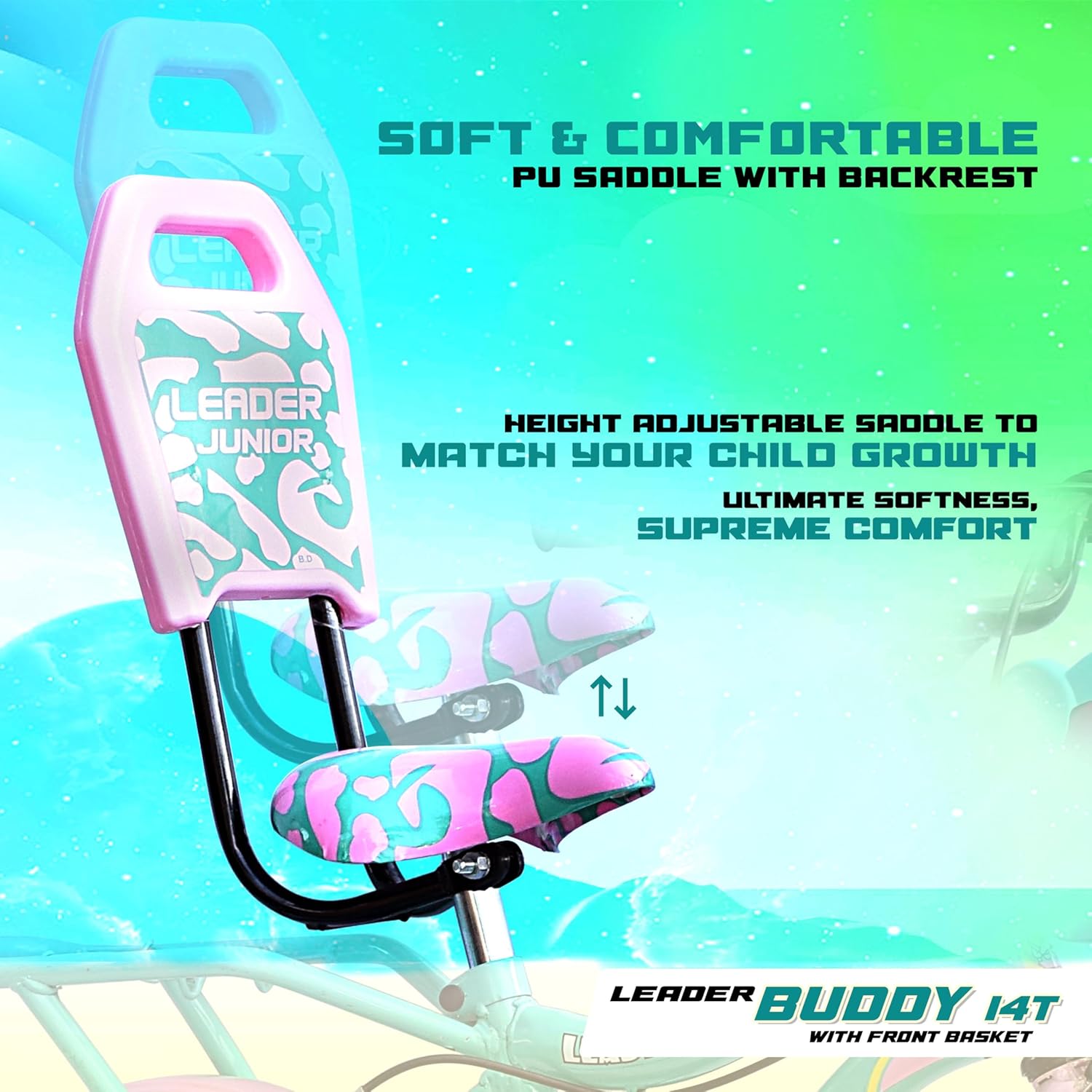 Leader Buddy Kids Cycle 14T with Training Wheels (SEMI-Assembled) for Boys and Girls Ideal for Age Group 2-5 Years | Frame: 8 Inches (14T, Sea Green_Light Pink) - Image 4