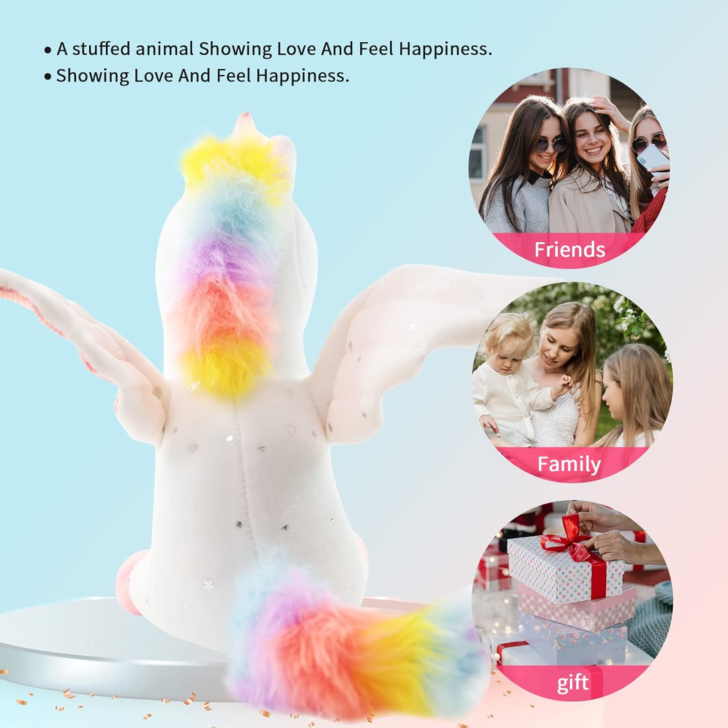 Sew Butiful 8" Unicorn Stuffed Animal - Cute Plush Toy Gift for 3-8 Years Old Girls, Soft Birthday Present for Baby, Toddler, Kids, Decor (White) - Image 4