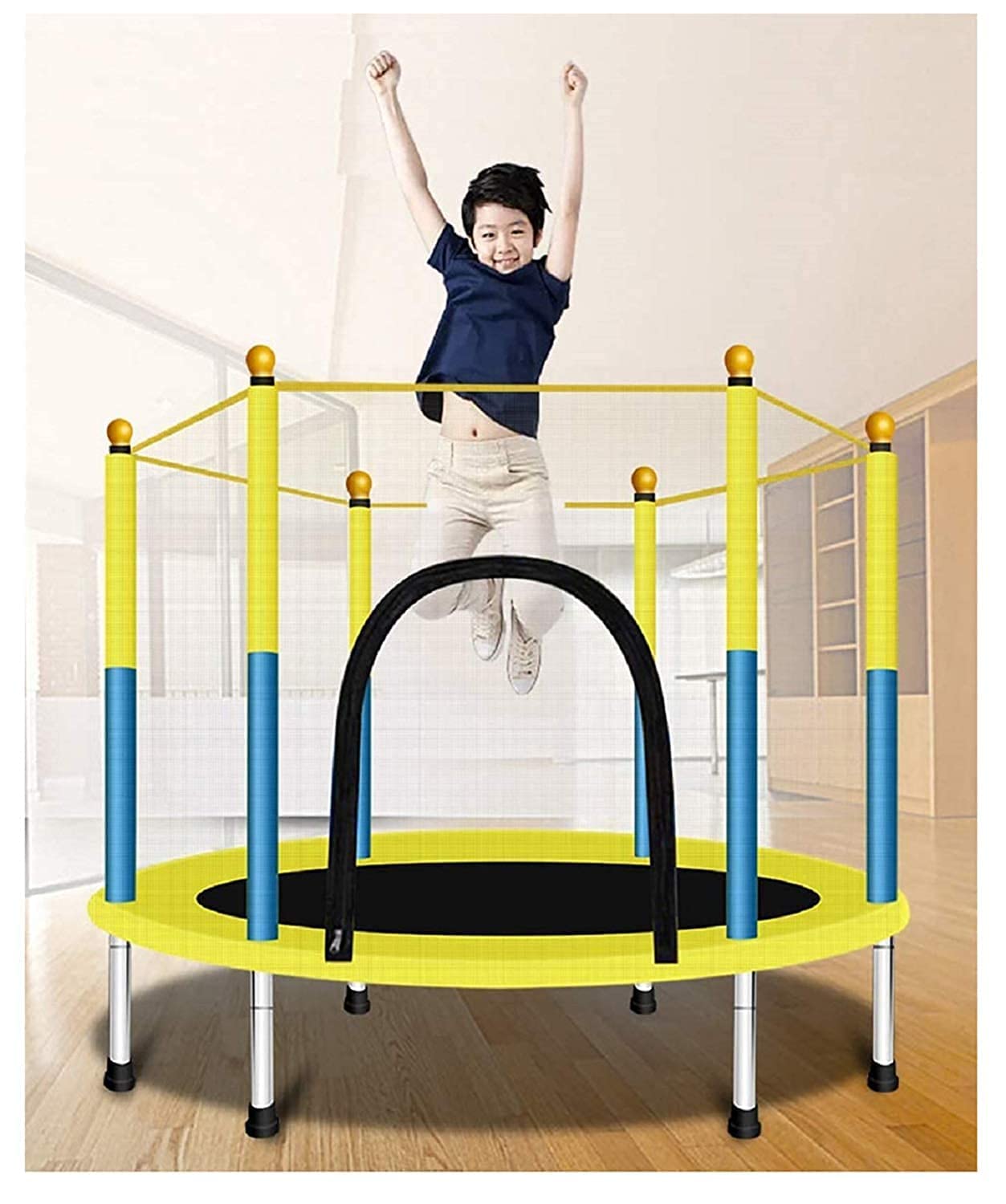DeReliable 55 inch Trampoline with Safety Net & Straight Legs for Kids & Adults | Indoor & Outdoor Trampoline | Powerful Loading Capacity 100KG | Stainless Steel Frame & Legs - Image 4