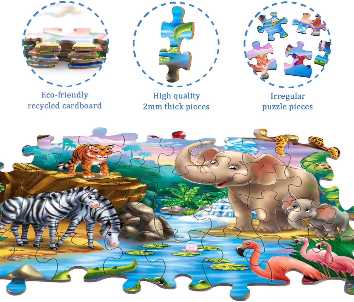 Puzzles for Kids Ages 4-8 – 2 x 60 Pieces Puzzles for Kids Ages 3-5 6-8 – Toy for Learning Ocean & Forest Animals – Educational Toys for Boy and Girl (2 Packs) - Image 4