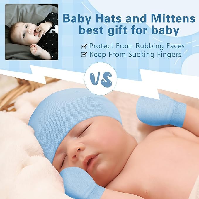 MOM'S DARLING Newborn Baby Cotton Cap, Mitten and Booties Combo Set | Infant Cap Set | Mittens Set | Bootie Set | Kids Gloves & Socks Set | Baby Gift Set | 0-12 Months | Pack of 4 Sets | Multicolor. - Image 3