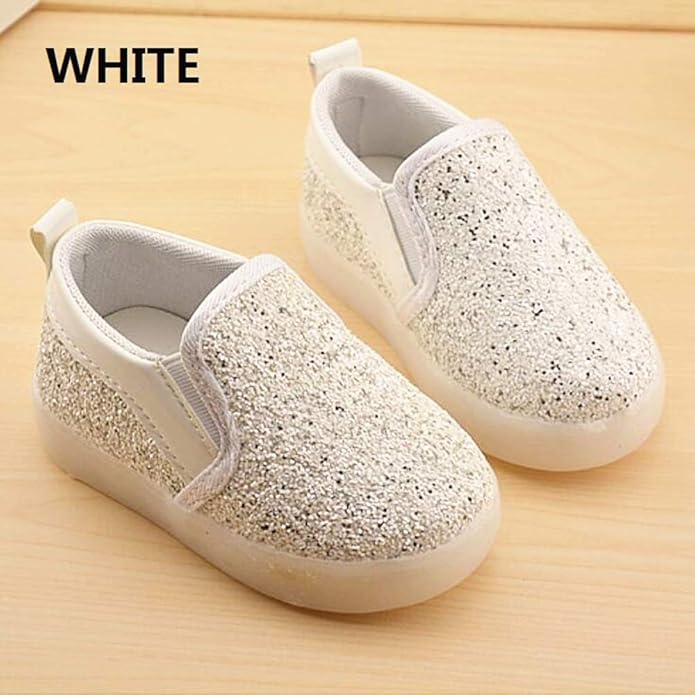 Bold N Elegant baby-girls Sparkling Light Up Glitter Mocassin Loafer Shoes for Girls Moccasin - Image 3