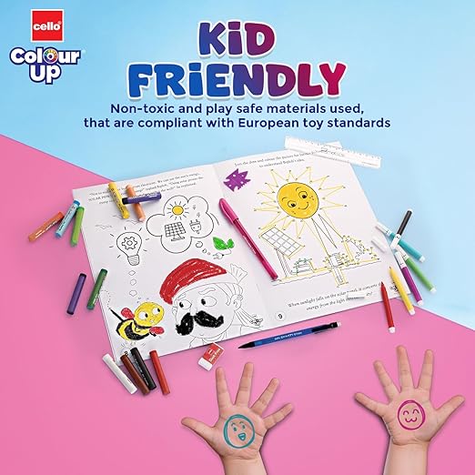 Cello ColourUp Celebration Kit | Colouring Kit includes includes Crayons, Sketch Pens, Coloured Pens & Activity Book | Ideal for Kids Gifting - Image 3