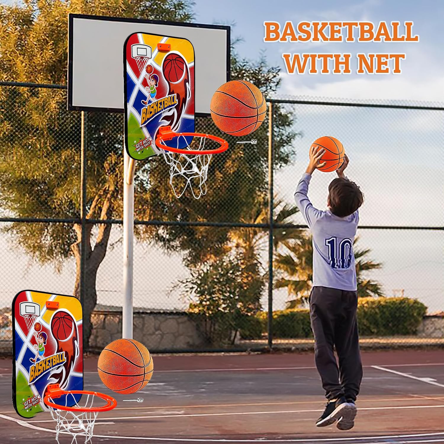 FunBlast Basketball for Kids - Wall Mount Adjustable Basket Ball Kit for Kids, Basketball Hoop for Kids, Kids Basketball Toys, Indoor and Outdoor Games for Boys & Kids - Image 3
