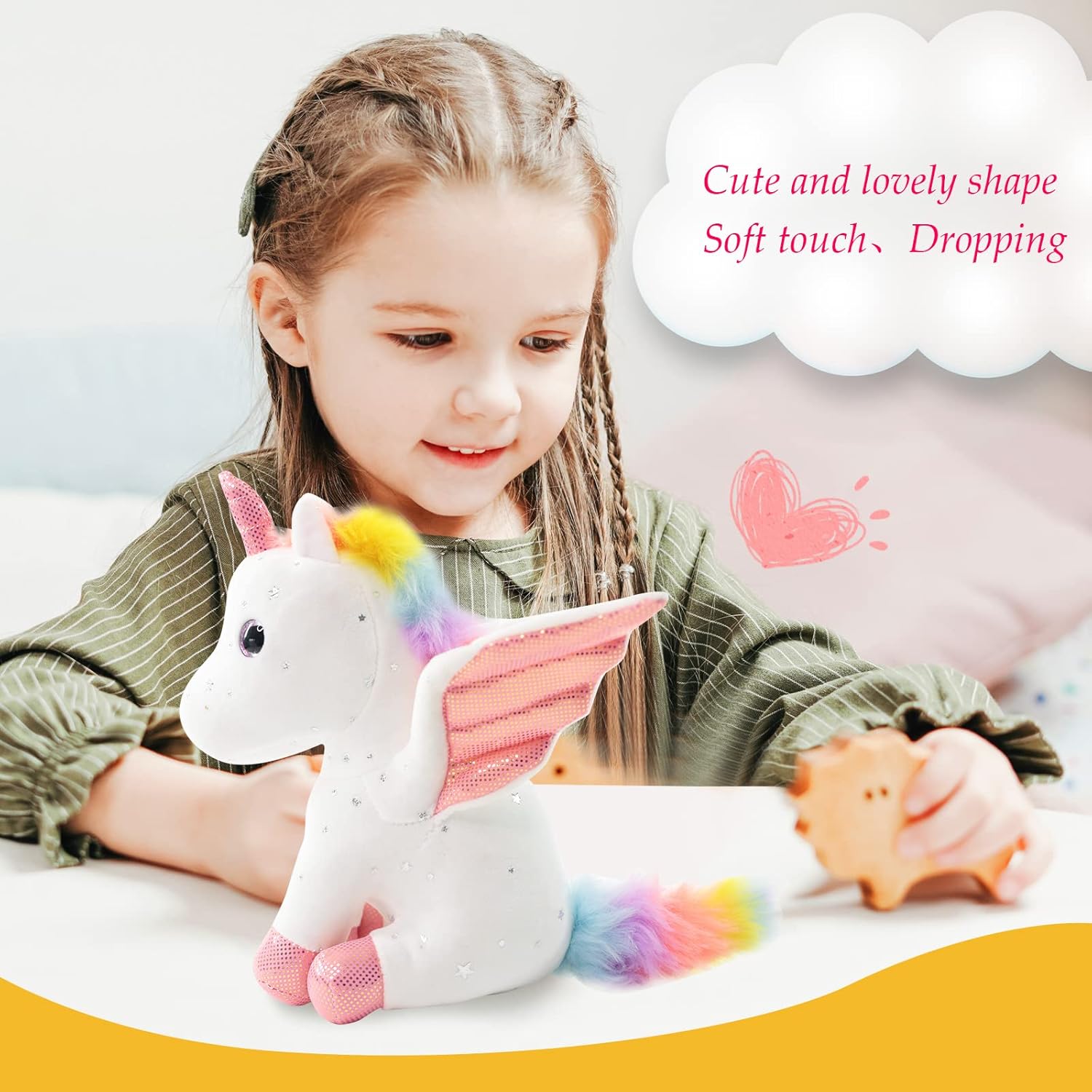 Sew Butiful 8" Unicorn Stuffed Animal - Cute Plush Toy Gift for 3-8 Years Old Girls, Soft Birthday Present for Baby, Toddler, Kids, Decor (White) - Image 3