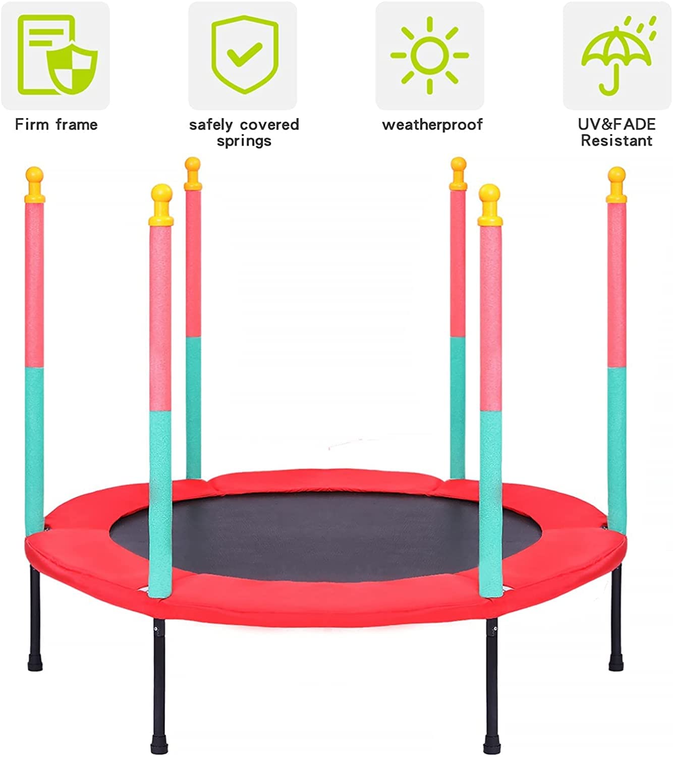 DeReliable 55 inch Trampoline with Safety Net & Straight Legs for Kids & Adults | Indoor & Outdoor Trampoline | Powerful Loading Capacity 100KG | Stainless Steel Frame & Legs - Image 3