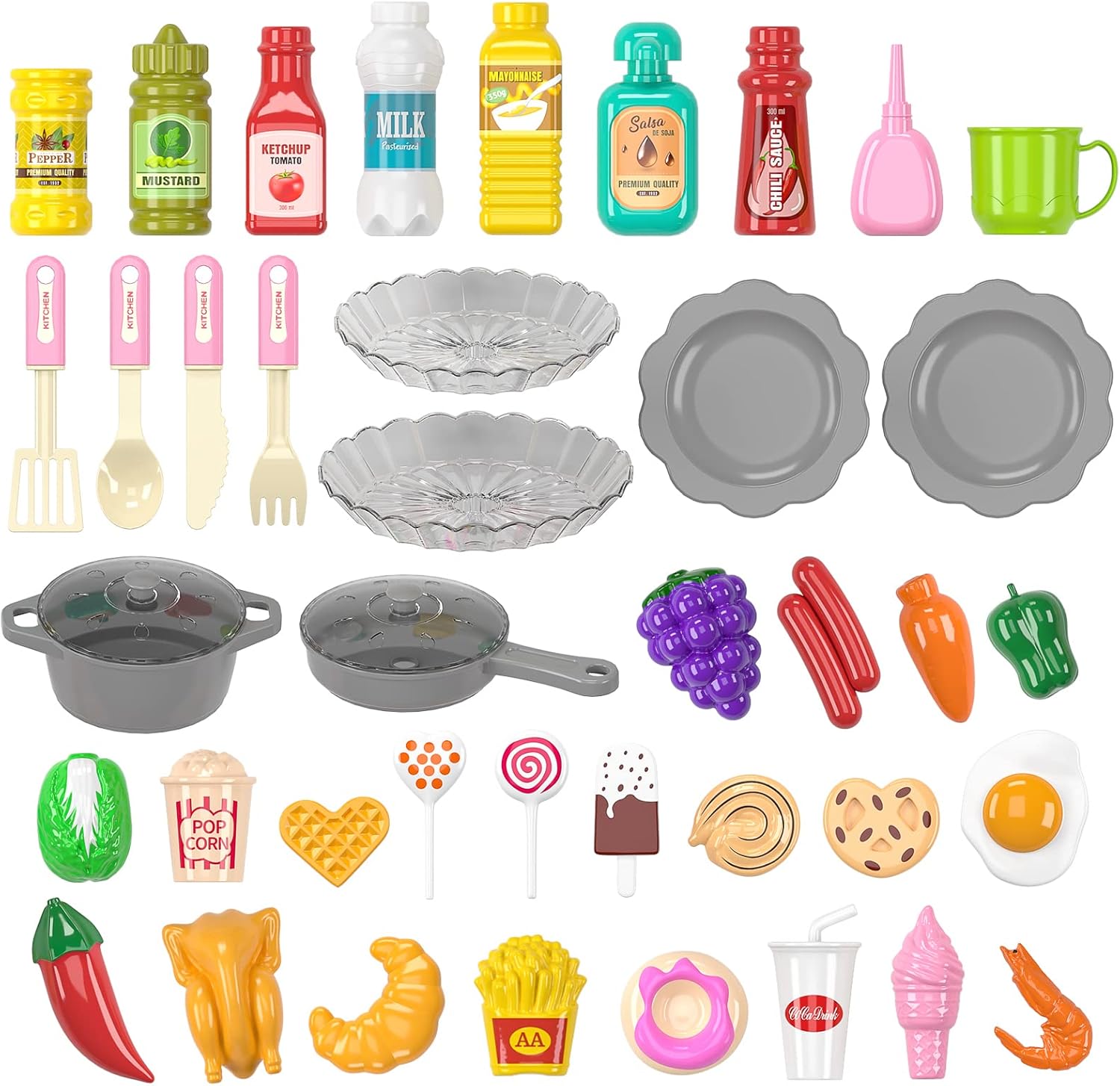 TEMI Pretend Food Kitchen Toys for Kids Ages 4-8, Kitchen Set for Toddlers 1-3, Play Kitchen Accessories w/Real Sounds Light, for Boys, Girls - Image 3