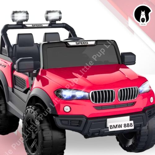LITTLE PUP Kids Speed-888 Battery car for Kids | Battery Operated Jeep for 1 to 7 Year Kids | Electric Ride on-Dual Control Mode, Swing Function, Led Lights, with Seat Belts | (Red)