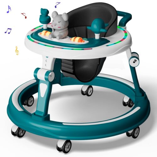 StarAndDaisy 360° Baby Walker 6-24 Months / 7 Level Height Adjustment Walker for Kids Boy and Girl with Intergrated RGB Lights, Switchable Food & Musical Toy Tray/Premium Baby Activity Walker