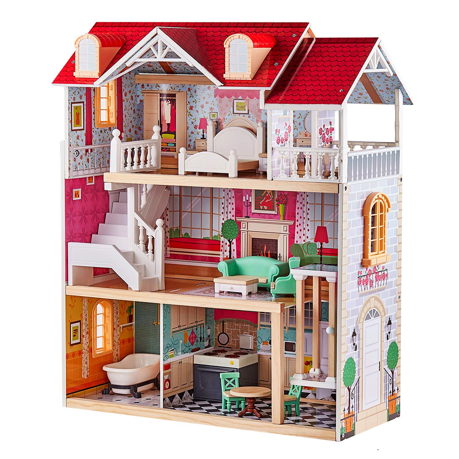 Topbright Wooden Doll House , 36Months Plus (Multicolor)